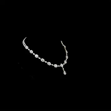 Adorn Yourself With Elegance And Sophistication With Our Mutual Cut Diamond And Diamond Round Necklace And Earring Pair GDNE0485