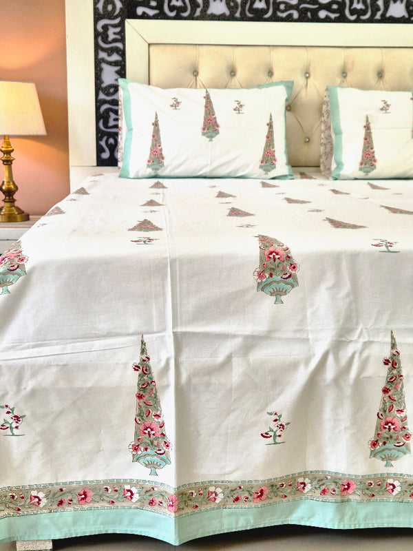 Elegant Florals Jaipuri Block Print Sheet Set 1