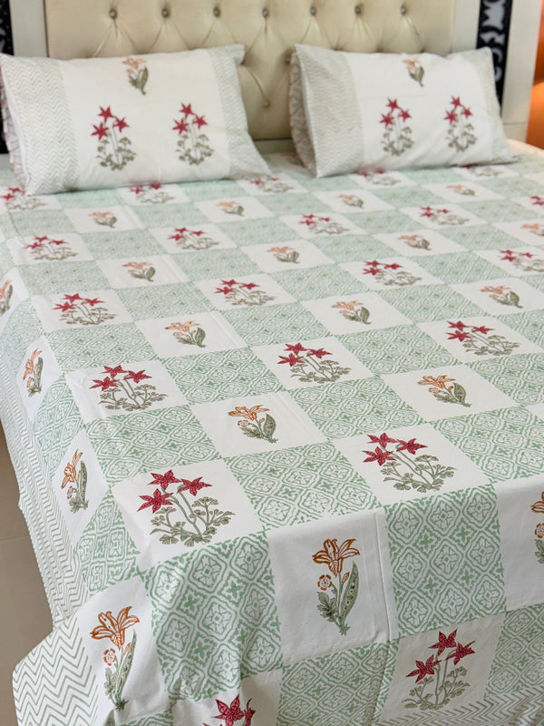 Floral Maze Hand Blocked Sheet 1